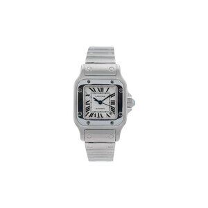 B&P Cartier Santos 2423 24mm White Roman Index Dial Stainless Steel Band